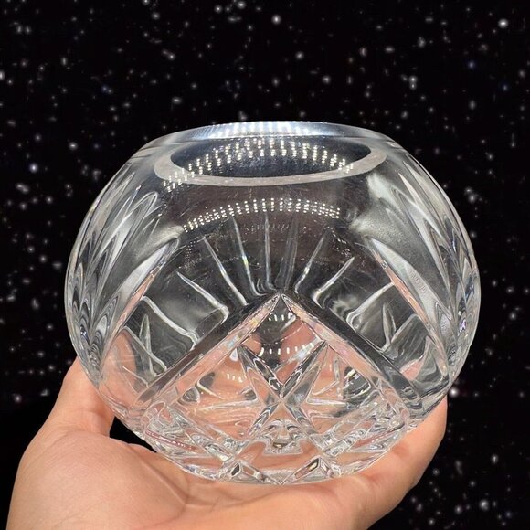 Wedgwood Clear Crystal Glass Rose Bowl Hand Made In England Decorated Marked 4”T - Picture 6 of 11